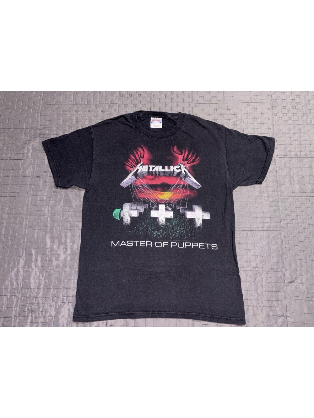 2007 Vintage Metallica Master of Puppets Hanes Heavyweight Black Band Tee sz Med